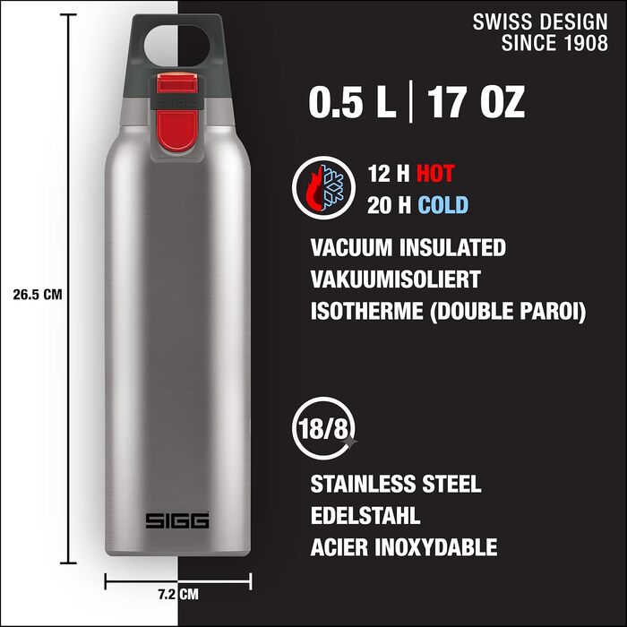 Термос-бутилка SIGG Hot & Cold ONE 0.5 л, ізольована, нержавіюча сталь, без шкідливих речовин, для напоїв, зручна для однієї руки, outdoor