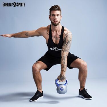 Кетлбел GORILLA SPORTS® з пластику, 2-20 кг, одинарний або набір, гиря для фітнесу, тренувань, силових вправ