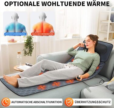 Електрична масажна подушка для крісла з підігрівом та вібрацією для спини та шиї, масажер для всього тіла, Шиацу масаж (2.0)