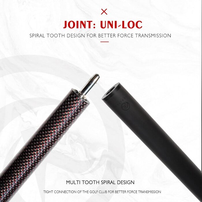 Кю Білліард KHEALING з карбону, 58 дюймів, 1/2-дюймова структура, 3-зубчастий з'єднувач, наконечник 12.4 мм, вага 540-567 г, для професійних гравців, червоний