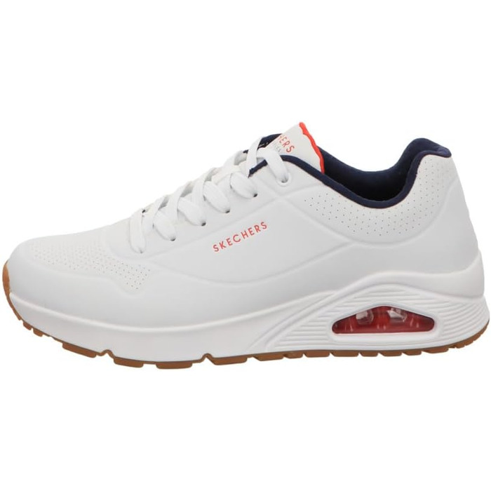 Кросівки Skechers Uno Stand On Air для чоловіків, білі, Durabuck, темно-синій, червона окантовка, 41.5 EU