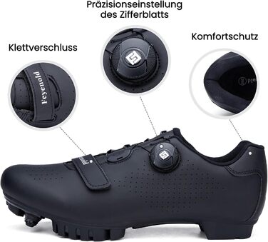 Велосипедні черевики для чоловіків та жінок, MTB, Radsport, сумісні з SPD Cleats, чорні, 44 EU