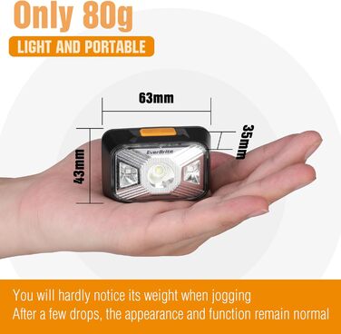 EverBrite LED налобний ліхтар: перезаряджуваний, водонепроникний, з червоним світлом, для кемпінгу, риболовлі та активного відпочинку. В комплекті USB-C кабель