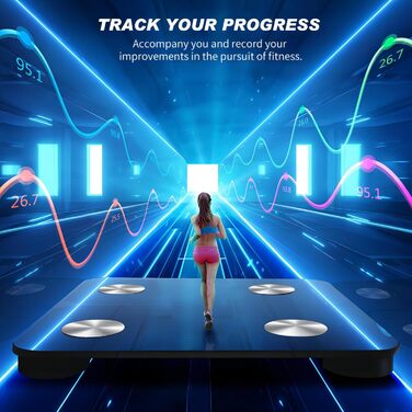 Інтелектуальна вага для вимірювання жиру та м'язів з Bluetooth, 180 кг, чорна
