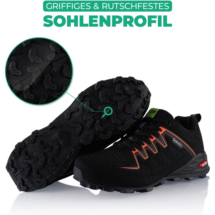 Черевики для трекінгу та трейлраннінгу для жінок та чоловіків, чорно-помаранчеві, 46 EU