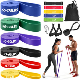 Набір еластичних стрічок для фітнесу: 6 рівнів, ручки, фіксатор для дверей, сумка, для силових тренувань, бодібілдингу, домашньої фітнес-тренування