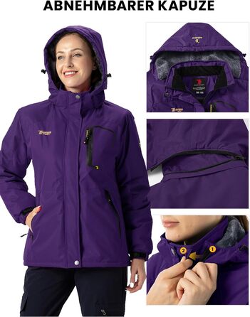 Жіноча куртка: флісова, зимова, водонепроникна, дихаюча, тепла, вітрозахисна, софтшел з капюшоном (XXL, фіолетовий)