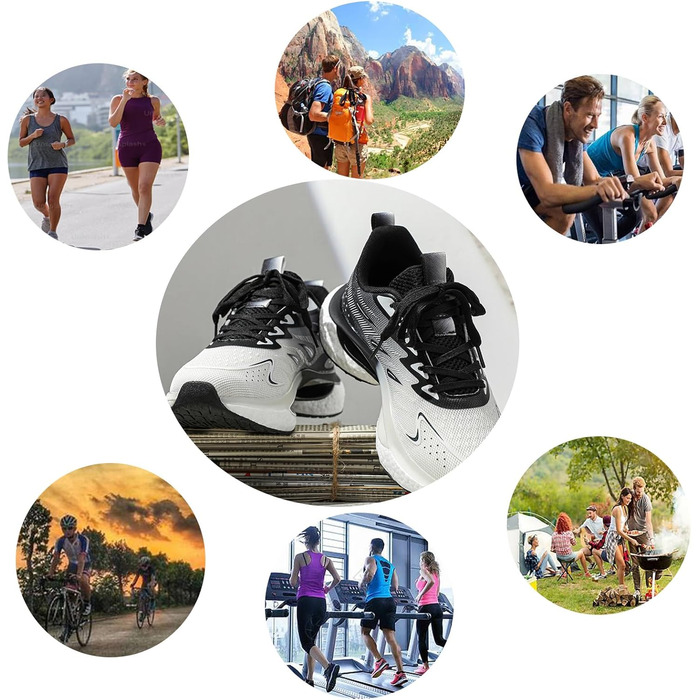 Спортивне взуття для жінок та чоловіків: кросівки для бігу, фітнесу, прогулянок та повсякденного носіння. Розміри 35-45 EU (44 EU, чорний, білий, сірий)