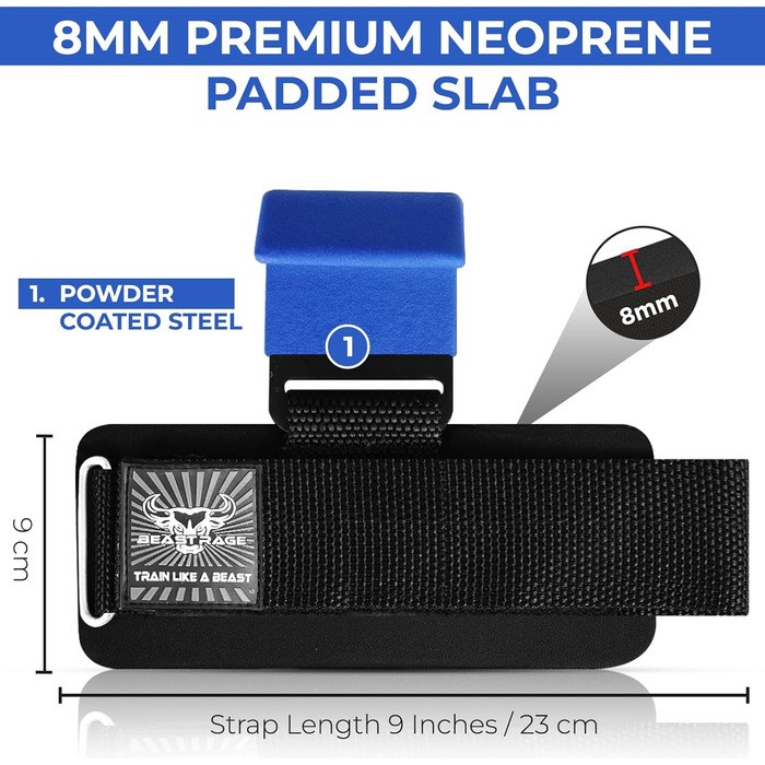 Набори для важкої атлетики BEAST RAGE: напульсники для зап'ястя, неопренові, з гелевою підкладкою, антиковзаючі, для тренувань у спортзалі, чоловічі та жіночі (Блакитний)