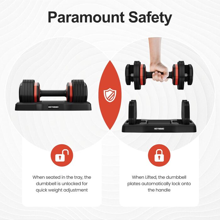 Регульовані гантелі Heynemo Double, 5-25 кг з антиковзною металевою ручкою для чоловіків та жінок, швидка зміна ваги з піддоном для домашнього спортзалу, фітнес, повне тренування тіла