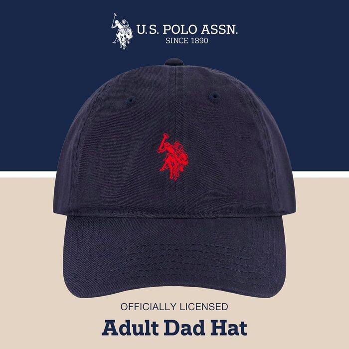 Кепка-бейсболка U.S. Polo Assn. з логотипом Pony, 100% бавовна, регульована, темно-синя