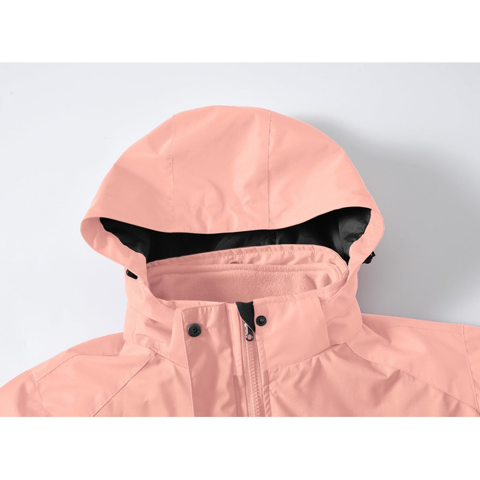 Жіноча куртка YSENTO 3-в-1: тепла флісова куртка, водонепроникна та вітронепроникна, функціональна, softshell з капюшоном (L, Рожевий)