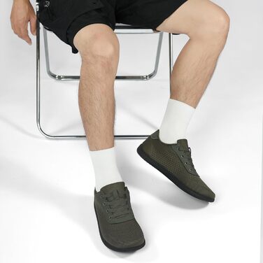 Легкі кросівки для бігу Barfußschuhe: чоловічі та жіночі, дихаючі, з широкою переднячкою, антиковзаючі, для трейлу та бігу по вулицях (40 EU, армійний зелений)