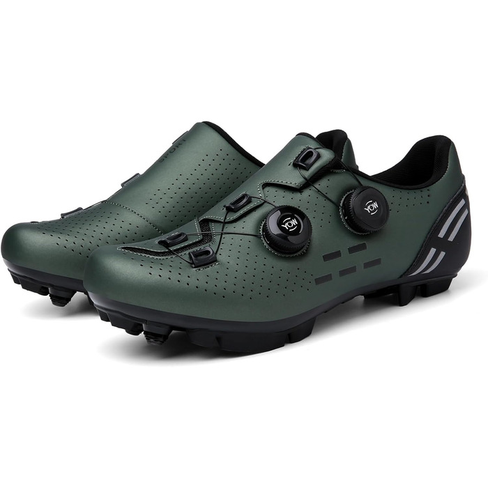 Велосипедні шкарпетки для чоловіків: MTB, шосе, маунтінбайк, з кріпленням для підошви 2 отвори, з пряжкою, 44 EU, зелені