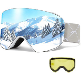 Скі-маска VCOROS YH693C з магнітною OTG лінзою, захистом від запотівання та UV-фільтром, унісекс, срібно-білий колір, VLT13%