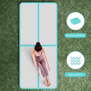 Надувний килимок для гімнастики BPB з електронасосом. 10 футів. Килимок для акробатики та тренувань. Підходить для дому, спортзалу, челедингу, йоги, пілатесу, бойових мистецтв, пляжу та водяних розваг. Розмір: 300x100x10 см