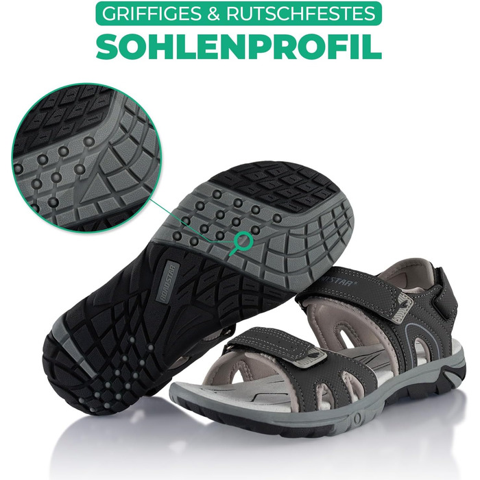 Трекінгові сандалії Fusskleidung для жінок та чоловіків, легкі літні сандалії з міцною прогумованою підошвою, сірі, розмір 37 EU