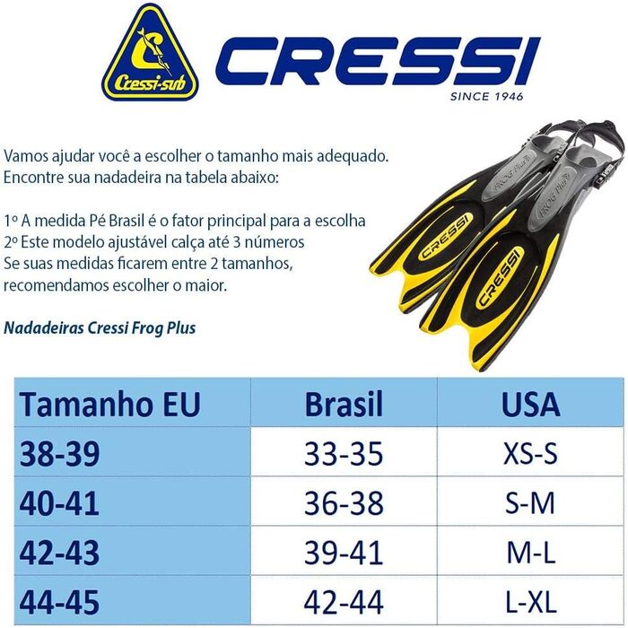 Ласти для дорослих Cressi Frog Plus M/L 42-45 чорні/жовті