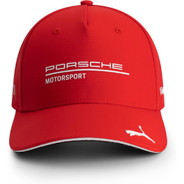 Кепка PUMA Porsche Motorsport з вигнутим козирком, логотипи Porsche Motorsport та спонсорів, червона