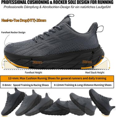 Кросівки для бігу та повсякденного носіння Unisex, бігові, спортивні, для фітнесу, білого (темно-сірого) кольору, розмір 37-46 EU