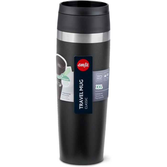 Термокухоль Emsa Classic N2023850 з кришкою 360°, 0.5 л, нержавіюча сталь, Petrol Blau