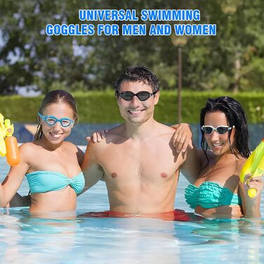 Окуляри для плавання Schwibrille HD, антизапітніючі, UV-захист, герметичні, зручні - для дорослих, басейн/відкрита вода, чорні