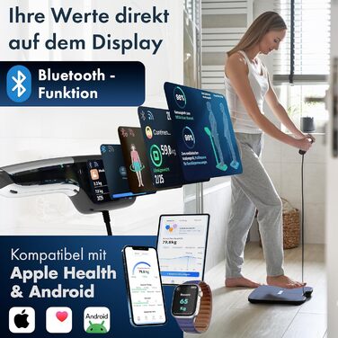 Інтелектуальна вага з аналізом складу тіла - WiFi та Bluetooth, TFT LCD дисплей, вимірювання жиру, м'язової маси, крокомір, акумулятор 800 mAh, сенсори для аналізу тіла