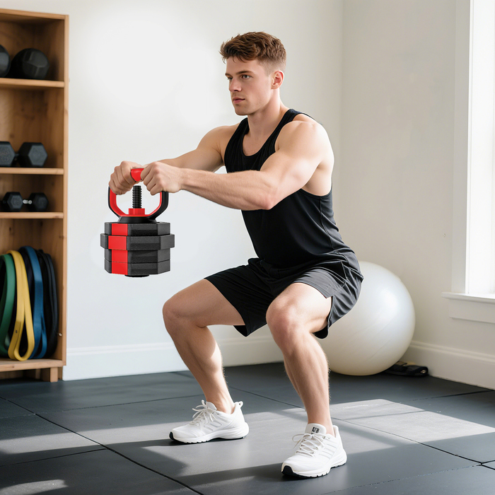 Набір гантелей SPORTNOW 4-в-1: штанга, гантелі, короткі гантелі, регульована вага 15 кг для силових тренувань вдома