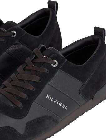 Чоловічі кросівки Tommy Hilfiger Runner Iconic з шкіри та замші (48 EU, чорний)