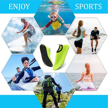 Водні черевики для чоловіків та жінок. Швидка сушка, дихаючі, зручні аквашузи для плавання, йоги та пляжу. Розміри 34-45 EU (36/37 EU, Зелений)