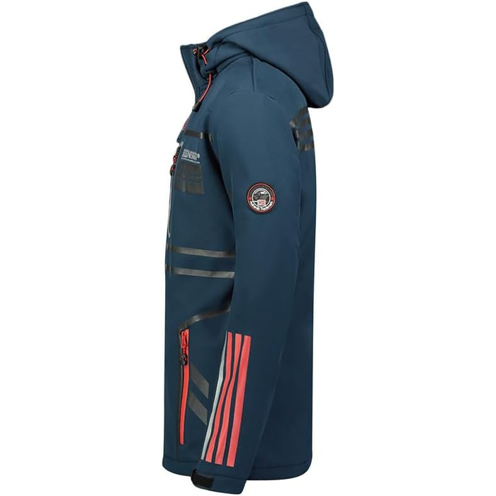 Чоловіча тактична куртка Geographical Norway Romano — водонепроникний та дихаючий віндбрейкер з капюшоном для походів та активного відпочинку, темно-синя