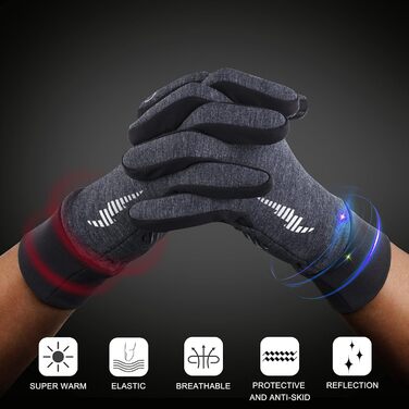 Зимові терморукавички SIMARI для чоловіків та жінок, сенсорні велосипедні рукавички, антиковзаючі, вітронепроникні для холодної погоди, для водіння, їзди на велосипеді, катання на лижах, роботи та активного відпочинку на вулиці. SMRG102, 102-Grey S