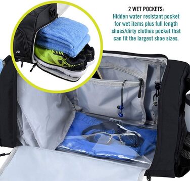 Сумка для спортзалу FocusGear Ultimate Gym Bag 2.0, водостійка, 10 відділень, міцна, зелена, 29,8×26,7×50,8 см