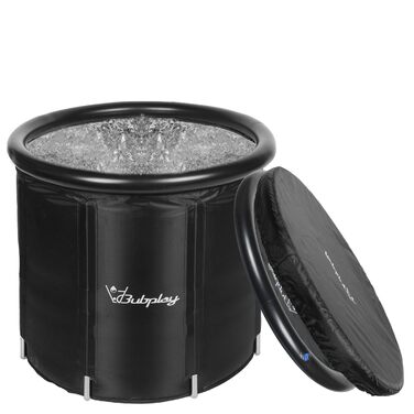 Кріованна Bubplay XL для спортсменів та дорослих, кругла ванна для холодних занурень (Cold Plunge Tub), 400 л, чорна