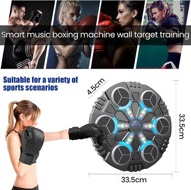 Музична бокс-машина, смарт Bluetooth бокс-машина з боксерськими рукавичками, регульована швидкість та лічильник, настінна бокс-машина, ударна машина для дітей та дорослих