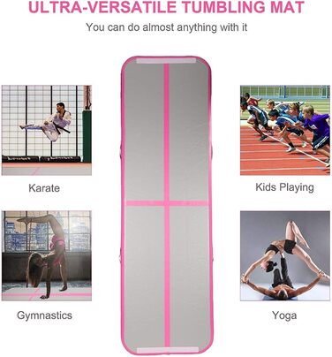 Надувний гімнастичний мат Air Turn Track Matte для tumbling, йоги та фітнесу, протиковзкий та водонепроникний (Рожевий, 3 м)
