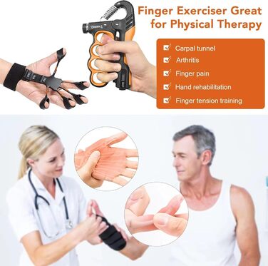 Набір для тренування рук (5 шт.) – з регульованим опором, підтримуючою ручкою для передпліччя, розтягувачем пальців, кільцем для хвата та м'ячиком для зняття стресу для спортсменів