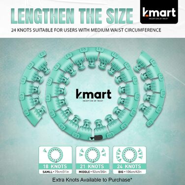 Розумний обруч для фітнесу K-MART, 24 знімних сегменти, масажний, автоматичний обертальний м'яч, для дорослих, для схуднення, рожево-зелений