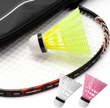 Набір для бадмінтону FYSL 12 шт. Міцні нейлонові волани для гри на відкритому повітрі, тренувань, відпочинку, початківців. Білий+Жовтий+Рожевий