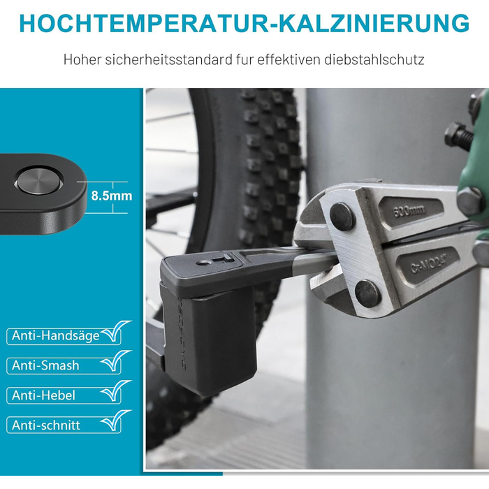 Надійне велозамок Faltschloss 86 см з 3 ключами: захист від крадіжки, міцний, з карбонової сталі, з кріпленням
