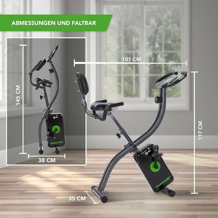 Велотренажер складаний Tunturi Cardio Fit B25 X з спинкою, тримачем для планшета та LCD-екраном, чорний