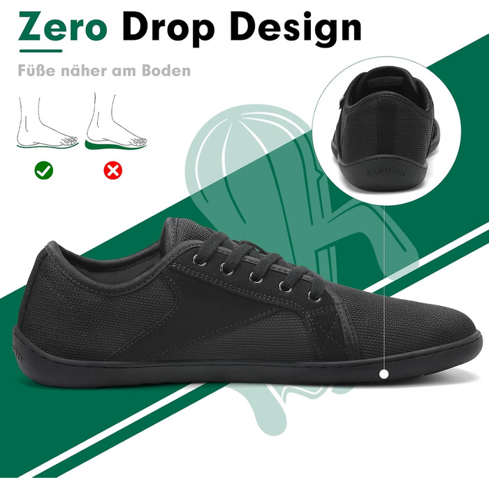 В'язані босижні черевики SAGUARO Unisex з широкою переднячкою та нульовим перепадом п'яти, Luck Ⅰ, розмір 36-48, чорний