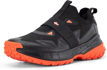 Черевики для хайкінгу FitVille для чоловіків, широкі, трекінгові, slip-on, outdoor, дихаючі, для ходьби, з антиковзкою підошвою, вільні кросівки (45 EU X-широкі, чорно-помаранчеві)