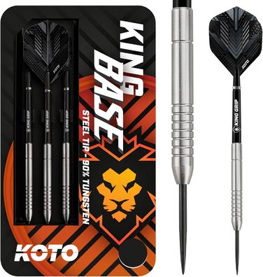 KOTO King Base 90% срібні дартси, набір 3 дротики, насадки, оперення, чохол, рифлений грип