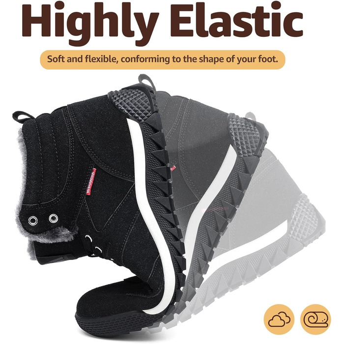 Черевики зимові жіночі Mishansha, тепла підкладка, снігоступи, зимові черевики для активного відпочинку, розмір 36-48 EU, колір чорний