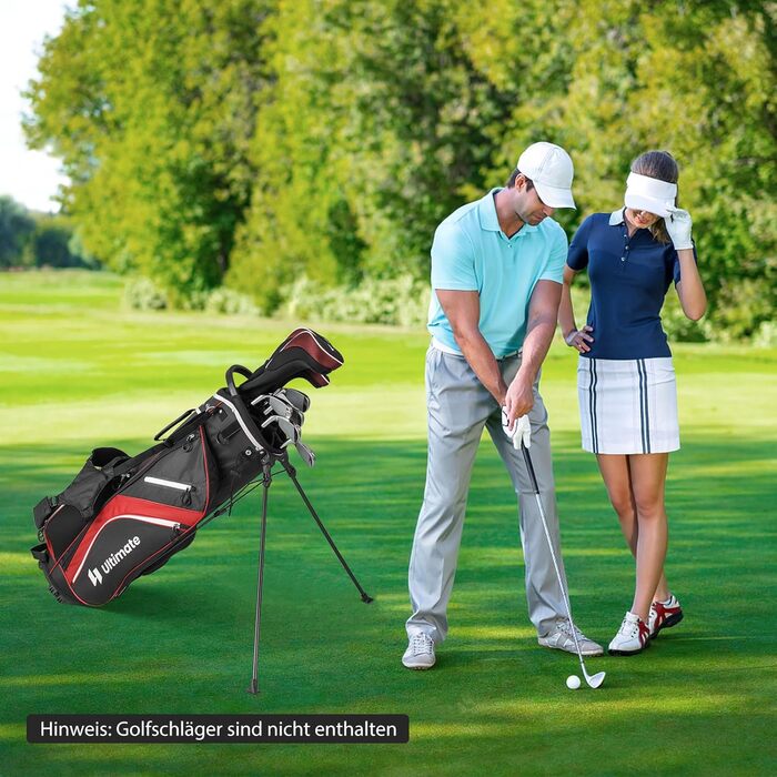 Сумка для гольфу GYMAX на штативі, 14 відділень, з водонепроникною накидкой, для чоловіків та жінок (червона)