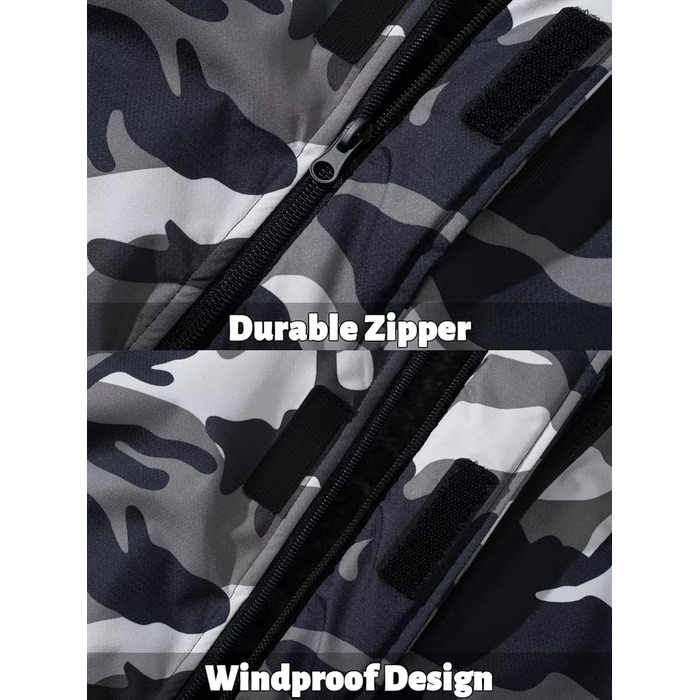 TACVASEN Куртка зимова чоловіча водонепроникна тепла, флісова підкладка, софтшелл, дихаюча, функціональна з відстібною капюшоном (3XL, Чорний камуфляж)