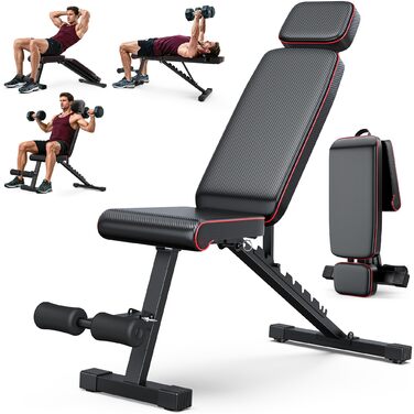 Тренувальна лава XDDIAS з 10-рівневим регулюванням, подовжена підголовник, складна до 360 кг, для дому.