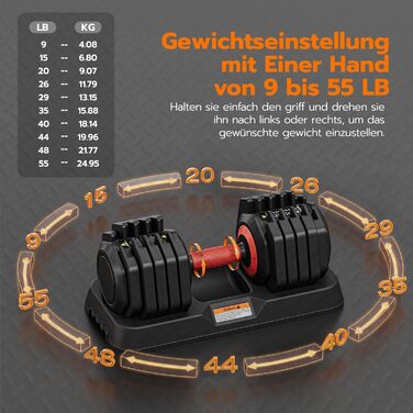 Набір гантелей Dripex: 11 кг, 24.5 кг, 41 кг. Короткі гантелі з антиковзним покриттям, регульовані диски та підставка. Для фітнесу, окремо або пара (червоний 25 кг x1 (10 рівнів регулювання))