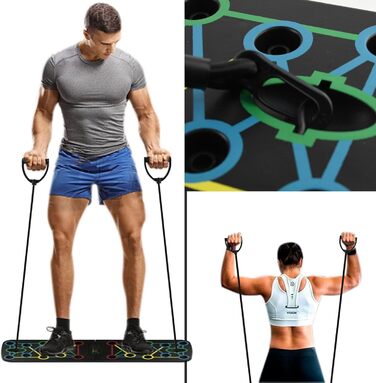 Дошка для віджимань Push Up Board 17 в 1, складана, чорна з еластичним тросом